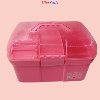 Cốp Nhựa Đựng Đồ Nail Màu Hồng Cốp Nhựa Hai Tầng