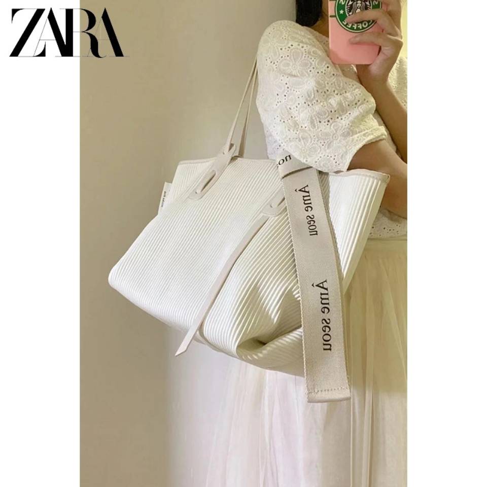ZARA Túi Tote. Túi Tote Da Mềm Xếp Ly Cỡ Lớn Thời Trang Mới Năm 2021 Cho Nữ