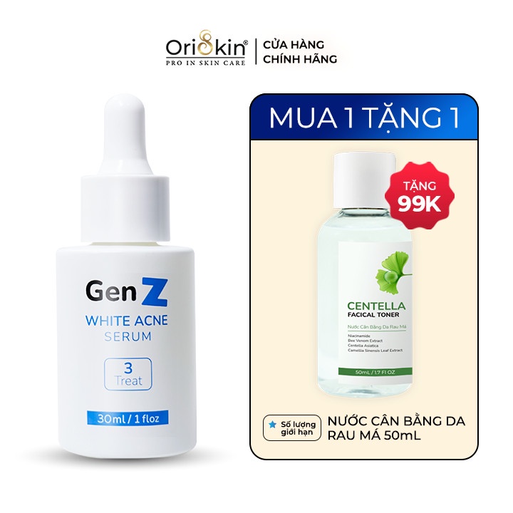 Serum Giảm Mụn Oriskin GenZ White Acne Serum Loại Bỏ Các Loại Mụn Viêm, Trứng Cá Và Mụn Đầu Đen 30ml