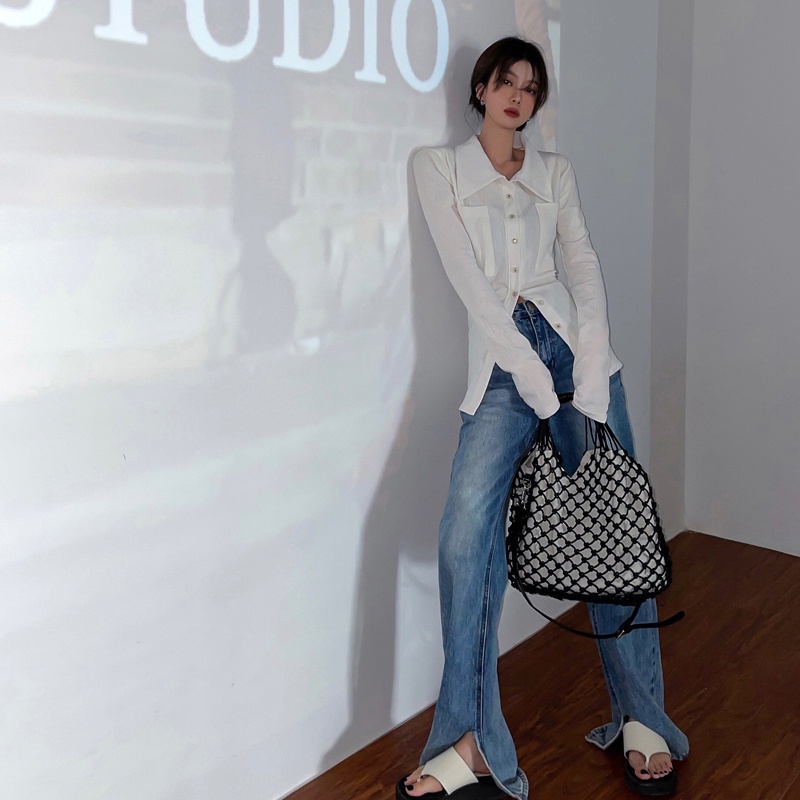 Áo Kiểu Thiết Kế Hai Túi Thời Trang Mùa Thu Mới Cho Nữ