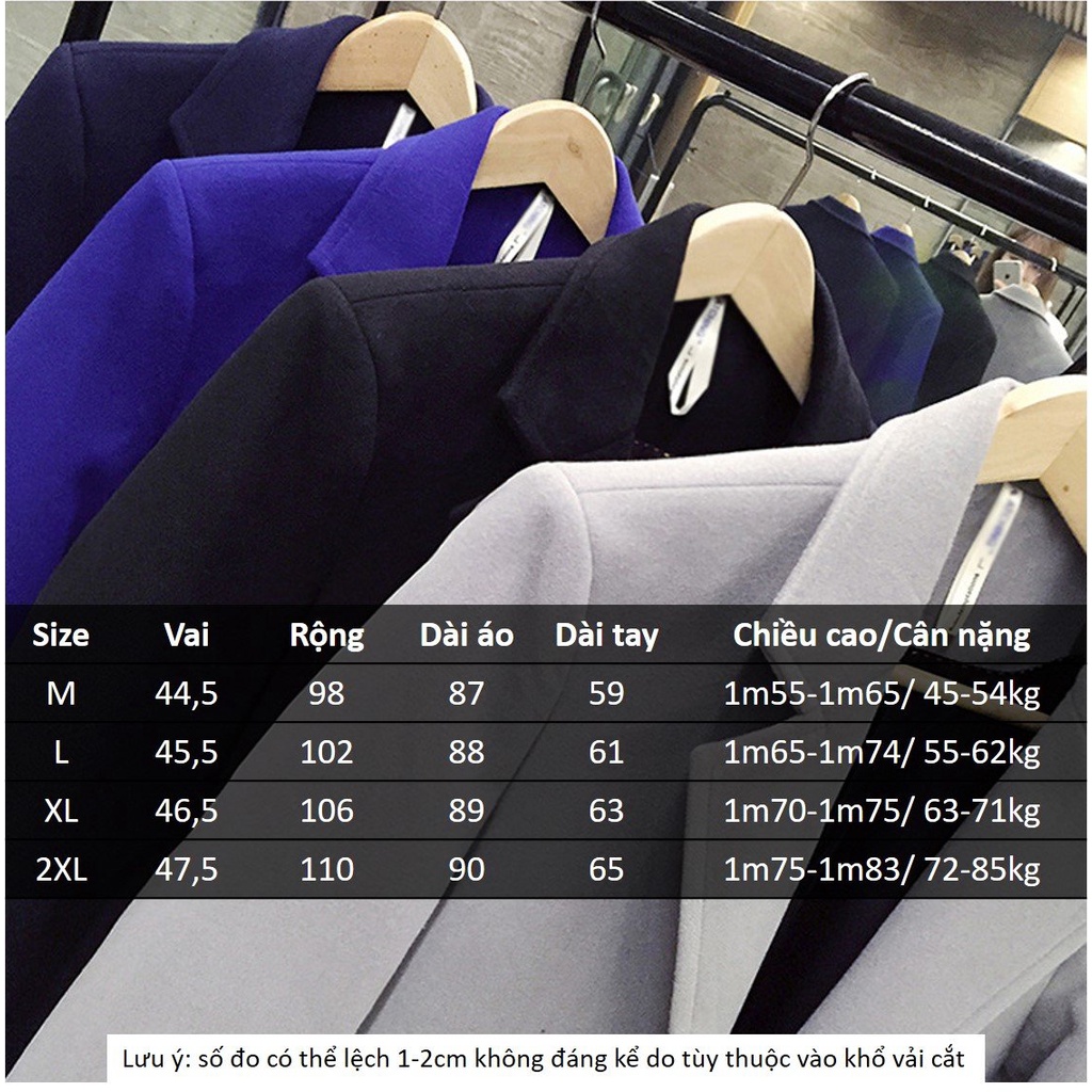 Áo Khoác Dạ - Mangto Nam, Áo Khoác Dạ Dáng Dài Trơn Đơn Giản & Lịch Lãm Hàn Quốc