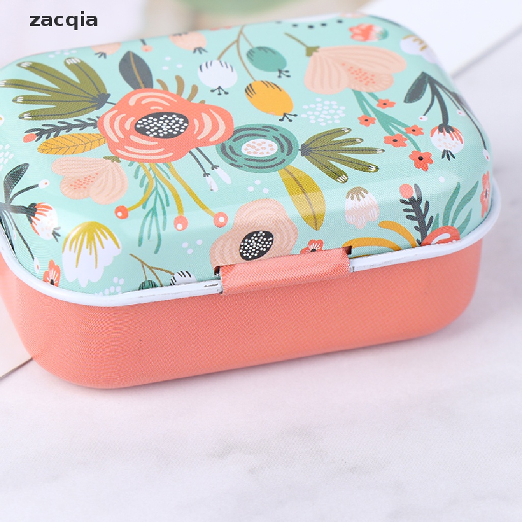 [zacqia] Hộp Thiếc Nhỏ Đựng Trang Sức / Tiền Xu Họa Tiết Hoa