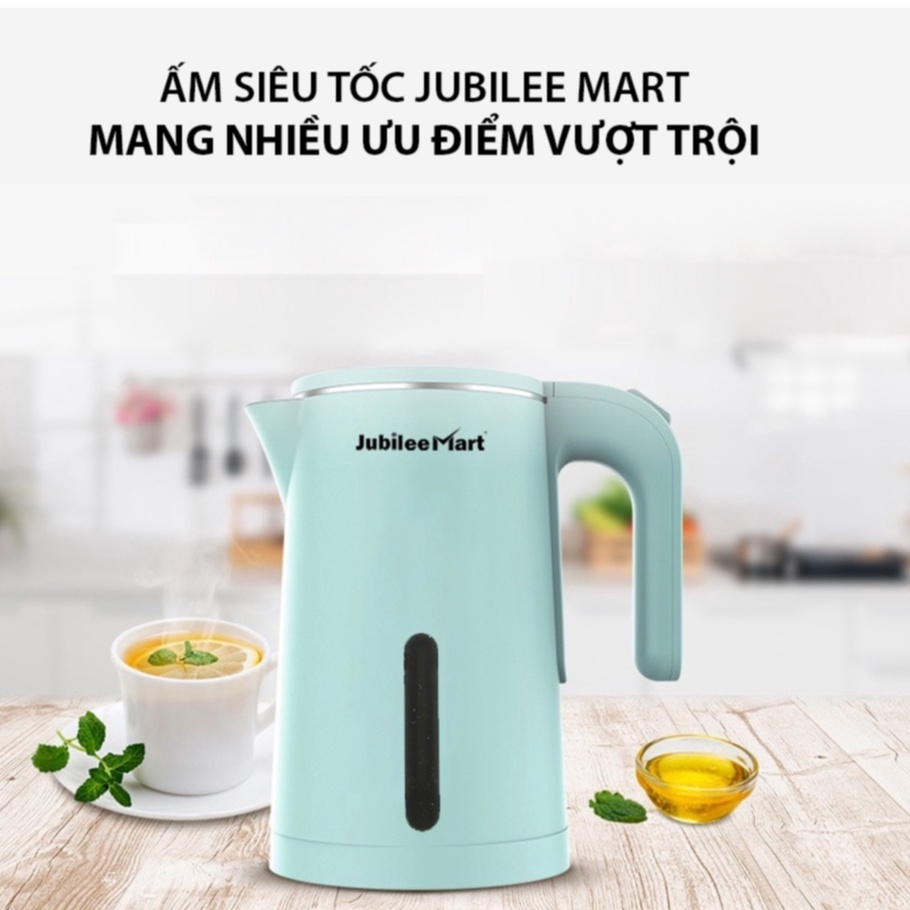 [Có giấy kiểm định chất lượng] Ấm Đun Siêu Tốc cao cấp 3 Lớp chống bỏng thương hiệu Jubilee Mart