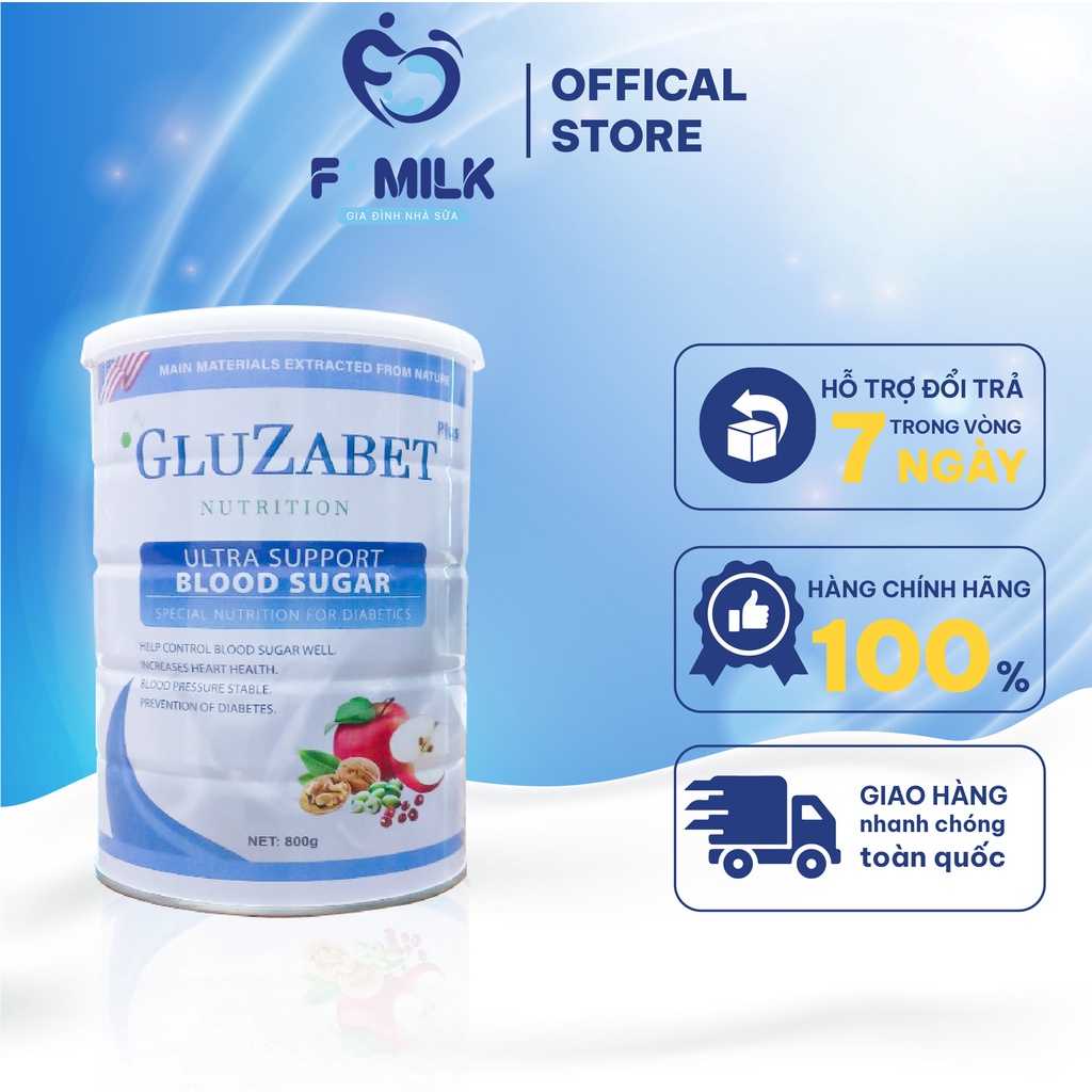 Sữa non tiểu đường Gluzabet (hộp 800g) - Sữa dành cho người tiểu đường