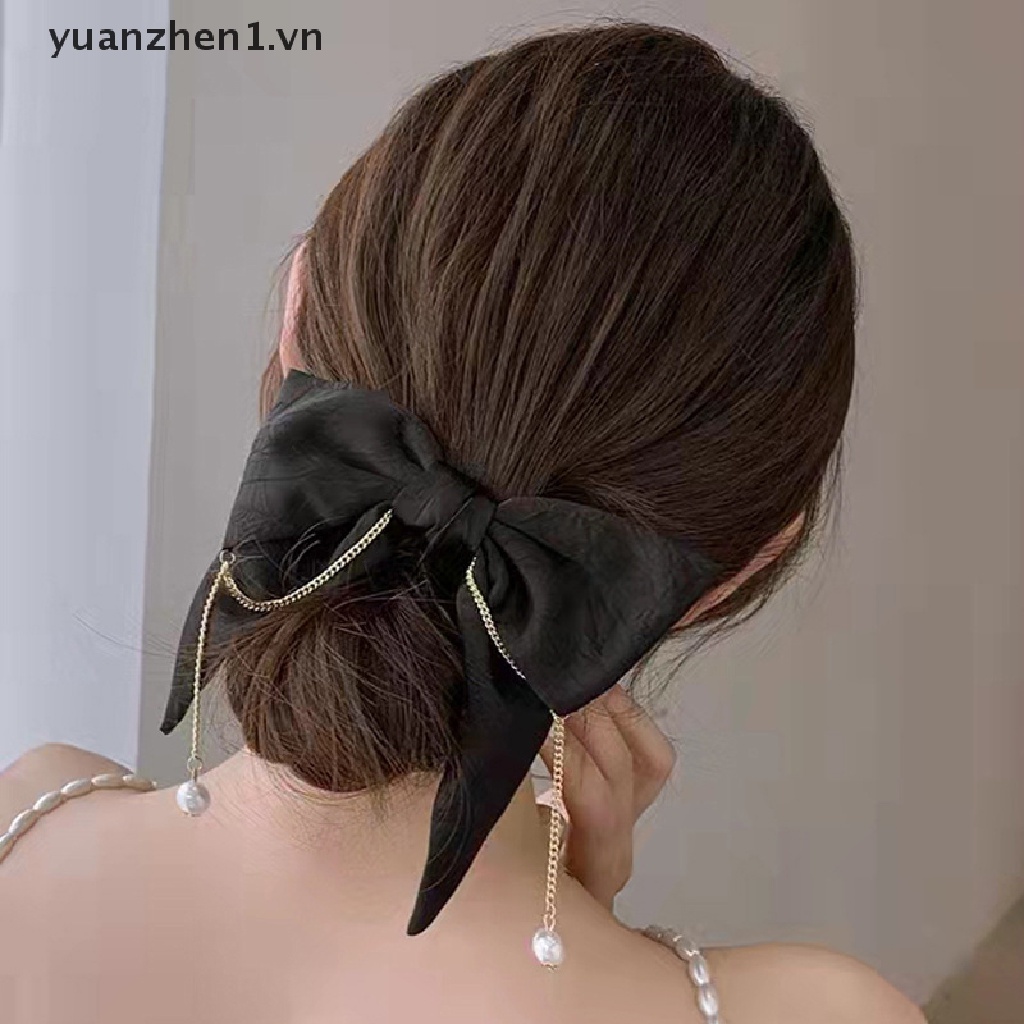 Kẹp Tóc Nơ Đính Ngọc Trai Thời Trang Cho Nữ