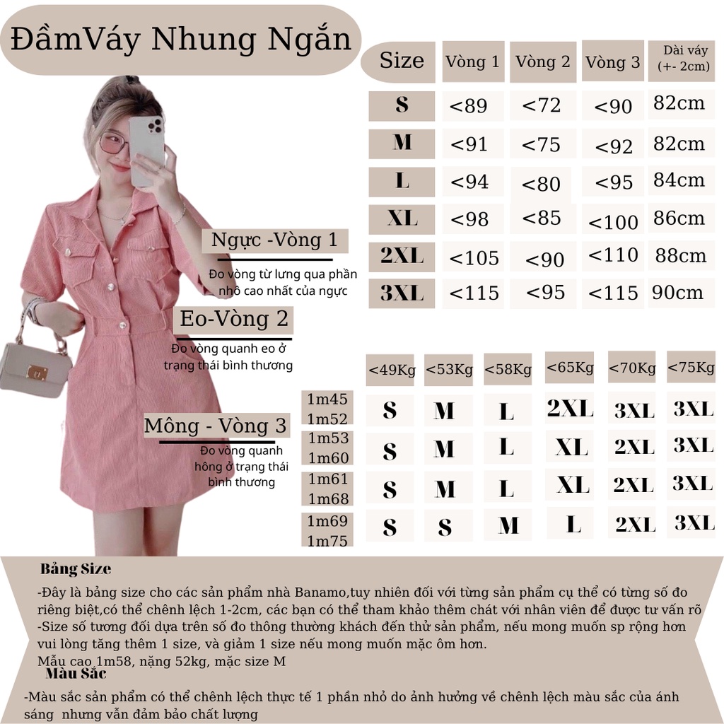 Váy sơ mi liền thân Chính Hãng Banamo Fashion váy tăm ngắn 553 | BigBuy360 - bigbuy360.vn