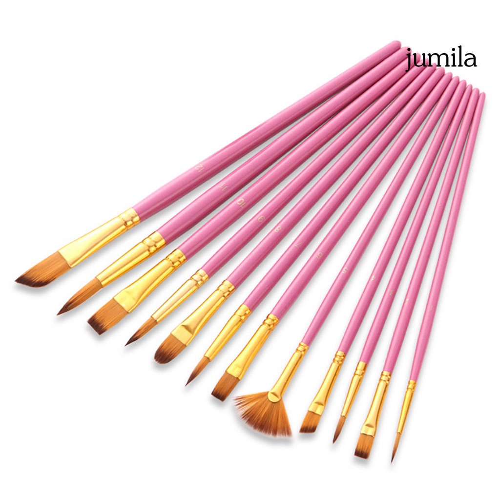 Set 12 Cọ Vẽ Màu Nước Bằng Nylon Tay Cầm Thoải Mái