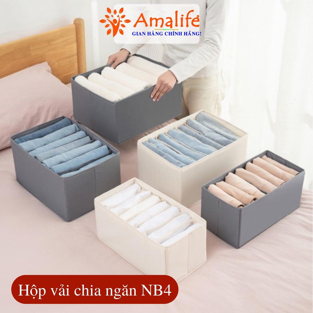 Hộp vải đựng đồ chia ngăn HQ4 - Hộp đựng quần áo chia 9 ngăn, 12 ngăn gấp gọn chính hãng Amalife