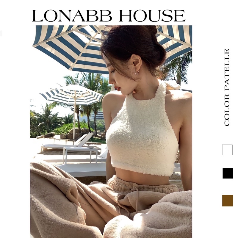 Áo croptop cổ yếm hở lưng LONABB HOUSE áo croprop cột nơ cỗ ôm body cực sexy và cá tính