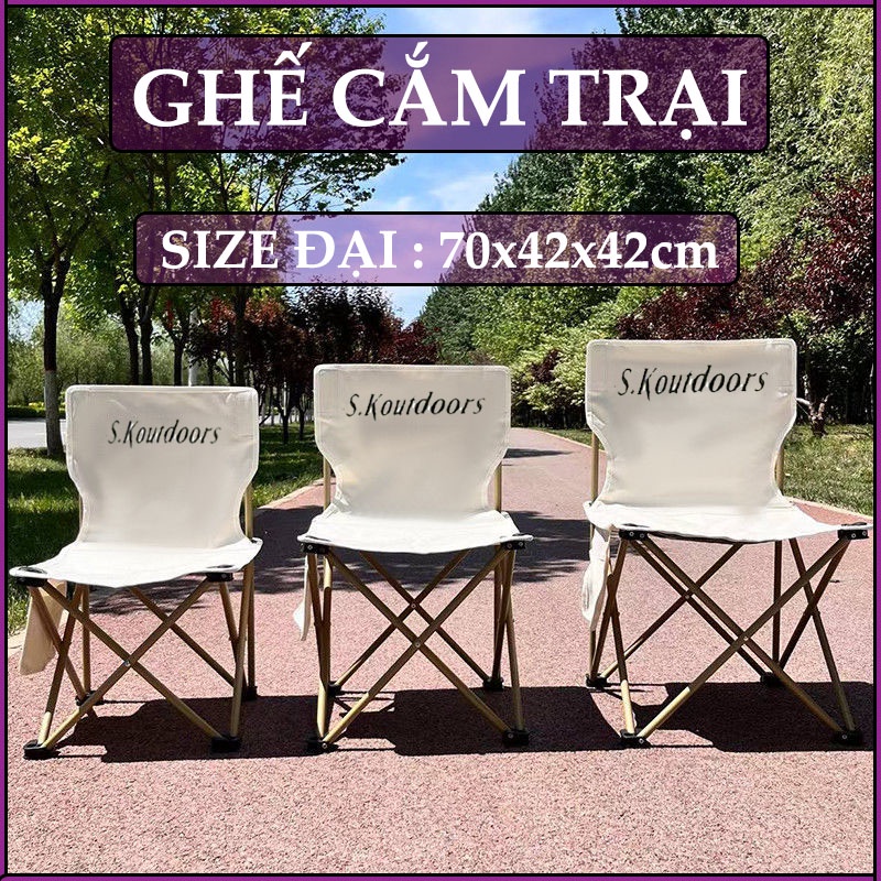 Ghế camping, ghế dã ngoại, câu cá gấp gọn mang đi tiện lợi có tựa lưng. Ghế ngồi thư giãn ban công, ghế ngồi câu