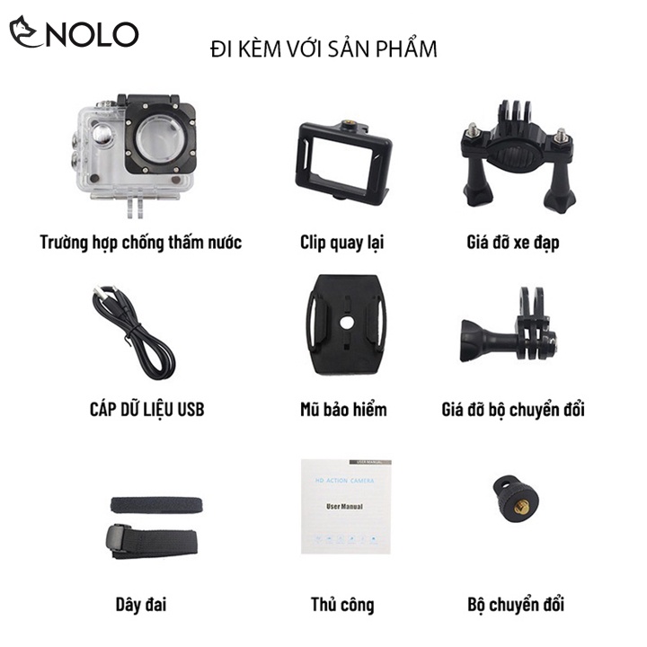 Camera Hành Trình Pin Sạc Sportcam SJ400 Phân Giải FullHD 1080p Chống Nước Chống Bụi Gắn Xe Đạp Xe Máy Thể Thao