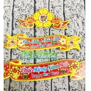 Decal chúc mừng năm mới 2024 miếng dán trang trí giỏ quà , hộp quà mứt Tết hàng siêu đẹp - Bao Bì Khả Anh
