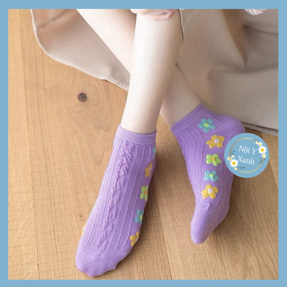 Tất vớ nữ họa mi vật liệu vải Hàn co và giãn bốn chiều,kiểu dáng thêu hoa phong thái tối tân tt8 nội y xanh, chất ấm, th