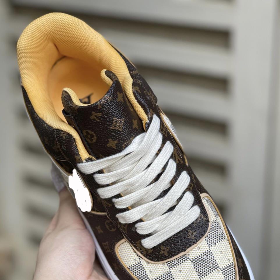 Giày LV nâu phiên bản cao cấp , giày neaker nam nữ AF1 LV nâu full size