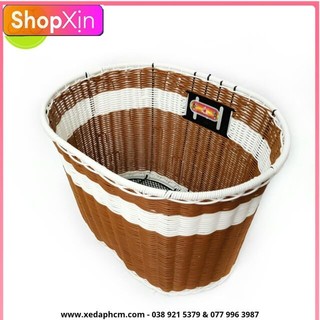Giỏ xe đạp, xe đạp điện rổ được làm từ sợ mây nhựa khung sắt cao cấp elip