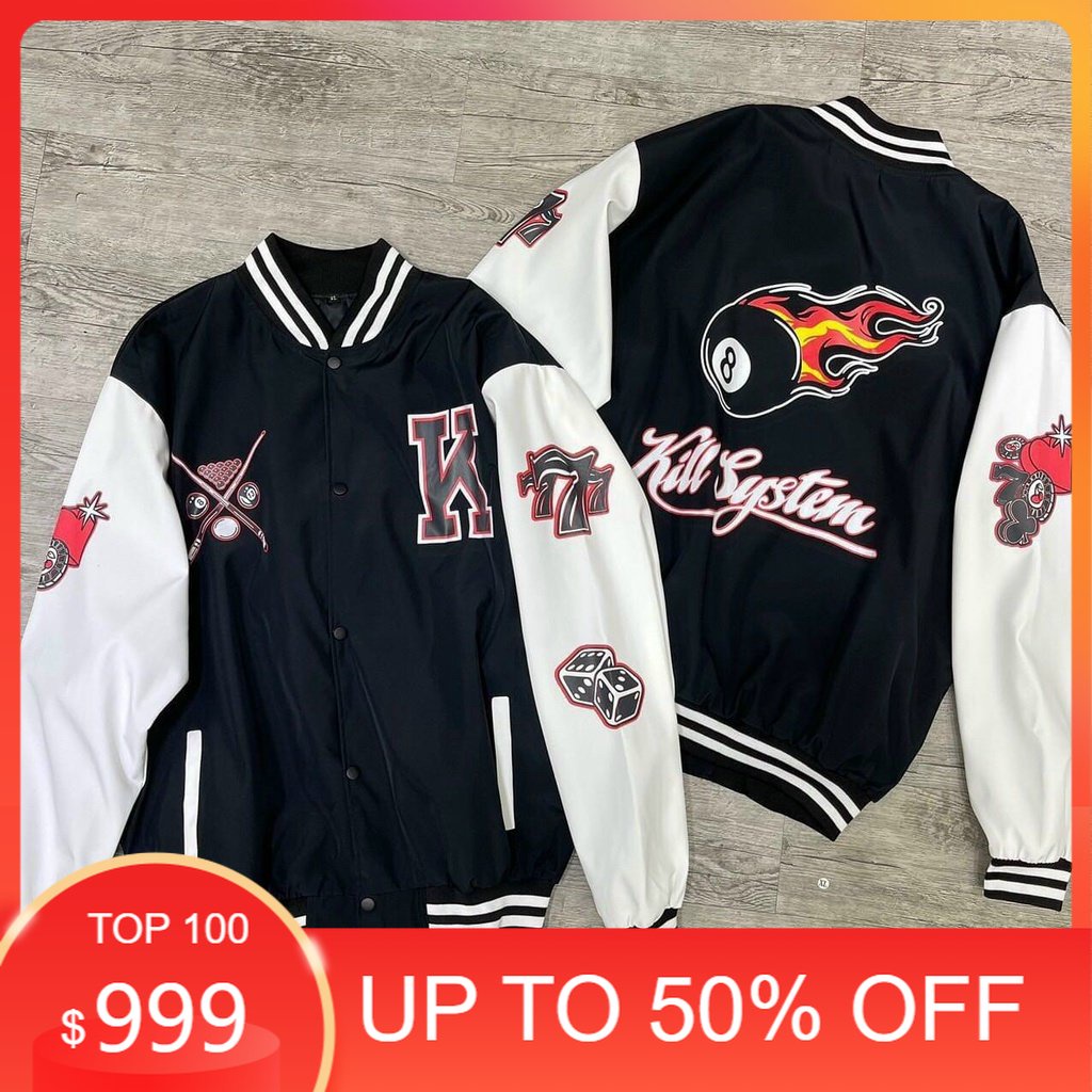 Áo Khoác Dù Bomber in Chữ K lớn Kèm Hình Quả Bida Số 8 Siêu Chất, Mẫu Mới Hot Trend