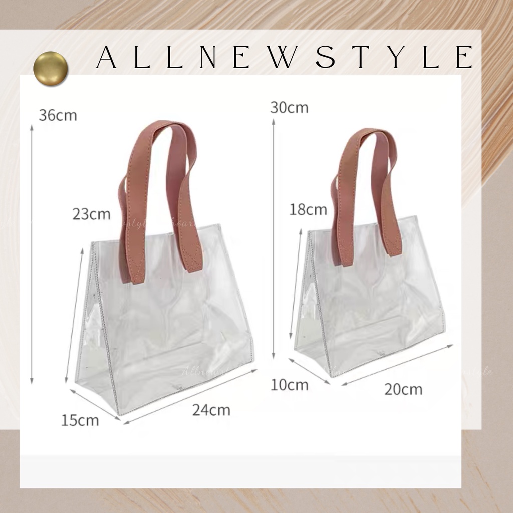 Mới túi PVC trong suốt dày tay cầm xuông làm túi xách/ quà tặng Allnewstyle