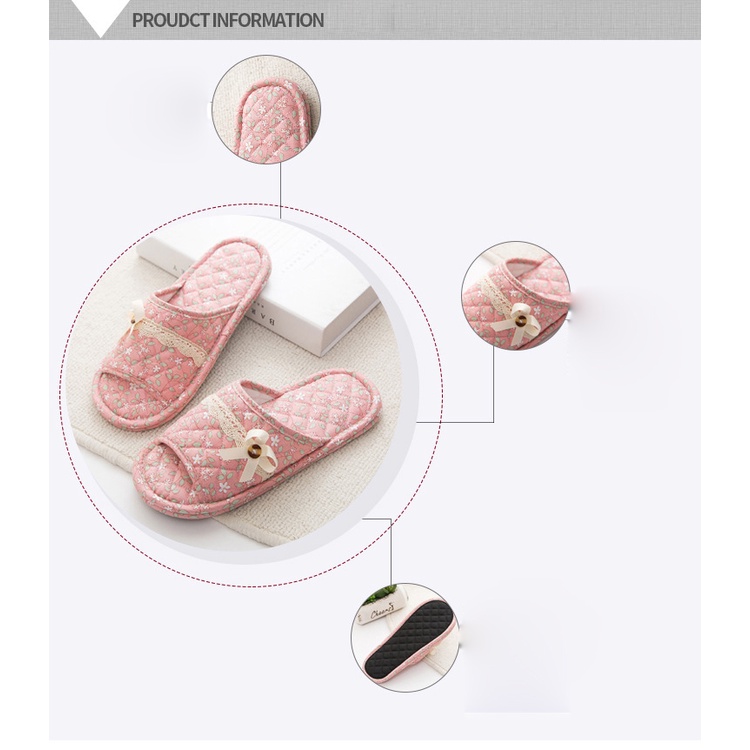 Dép vải cotton đi trong nhà, dép đi văn phòng, thấm hút, êm ái, phong cách vintage,dép đi trong nhà