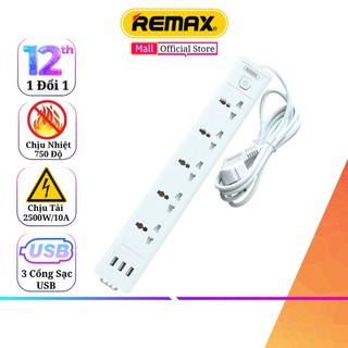Ổ cắm điện đa năng remax 5 ổ cắm + 3 usb remax rv-05 lỗ cắm tải 2500w an toàn chống giật, chịu nhiệt