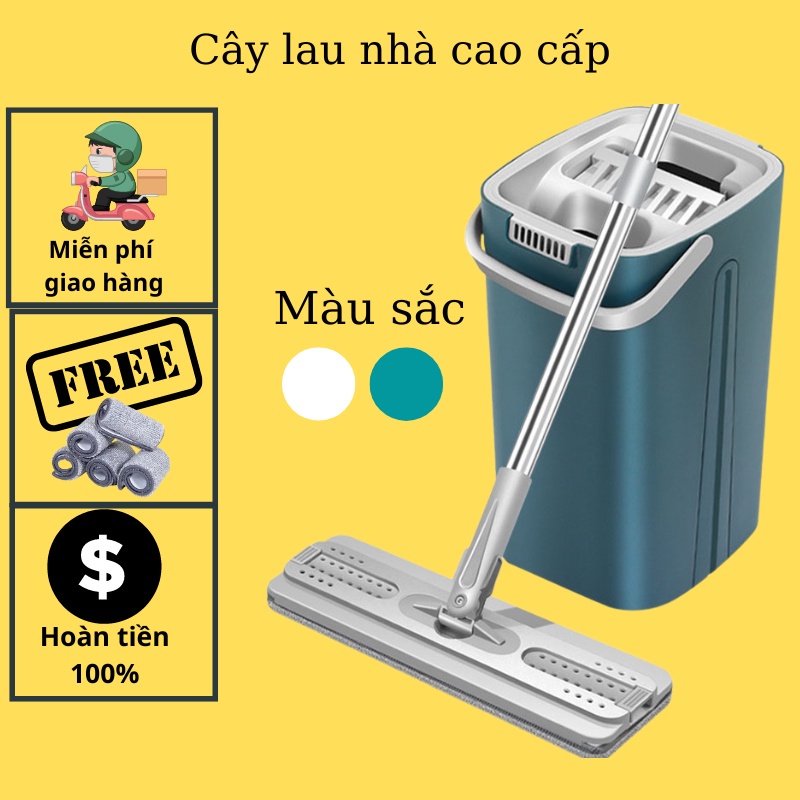 Cây lau nhà tự vắt thông minh cao cấp, Bộ lau nhà xoay 360 độ kèm thùng tiện lợi | BigBuy360 - bigbuy360.vn