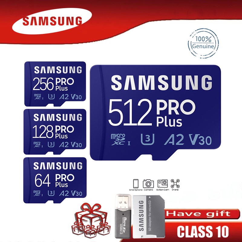 Thẻ Nhớ Samsung 4GB 8GB 16GB 32GB 64GB SD 128GB 256GB 512GB PRO A2 V30 Tốc Độ Cao