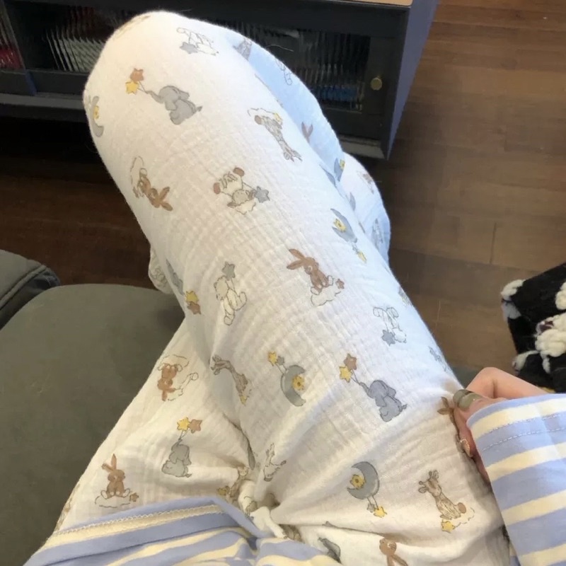 𝐚𝐬𝐡𝐞𝐱𝐢𝐧𝐜𝐡𝐚𝐨: Quần dài mặc nhà dáng suông rộng hoạ tiết hoa và thỏ