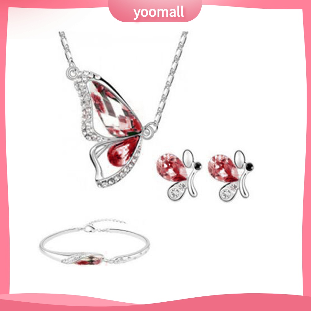 Bộ Trang Sức Hình Bướm Đính Đá Sang Trọng Cho Cô Dâu