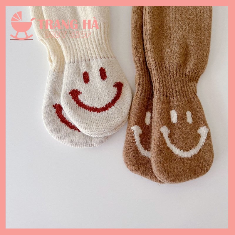 Khăn Quàng Cổ Hoạ Tiết Mặt Cười Nhiều Màu Cho Bé Phong Cách Hàn Quốc
