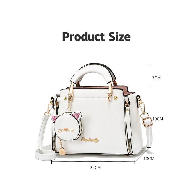 Mischa Túi Đeo Chéo Da PU Màu Trơn Hình Mèo Dễ Thương