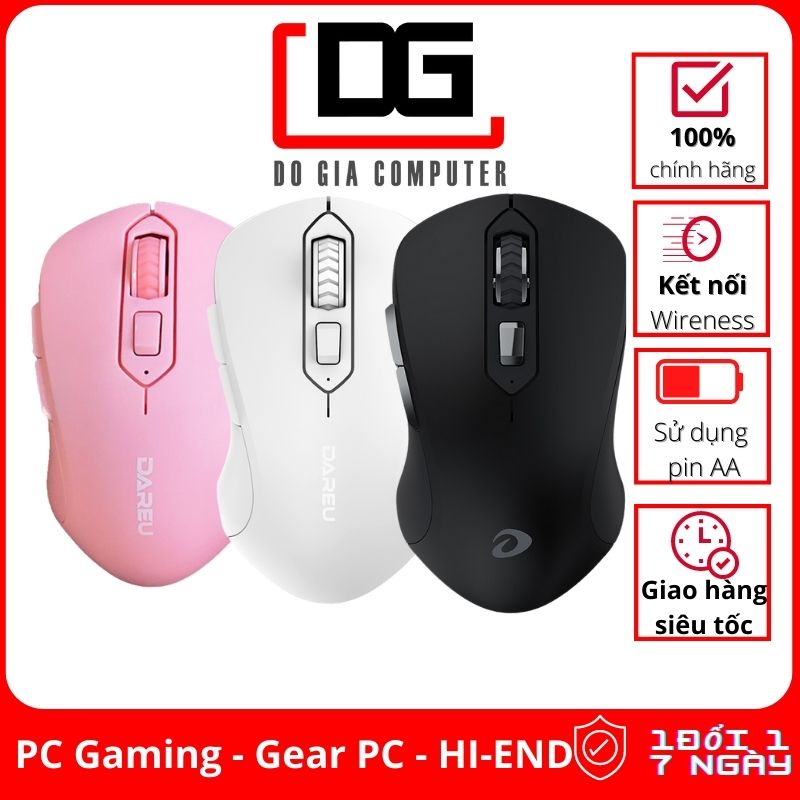 Chuột không dây Dareu LM115G Hồng/Trắng /Đen - Kết nối xa 10m