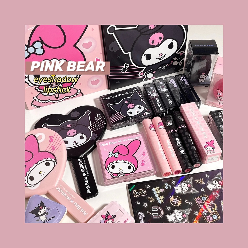 Pink BEAR x KUROMI x MELODY Phấn Mắt / Son Môi / Son Kem Dạng Lỏng Nhẹ Nhàng