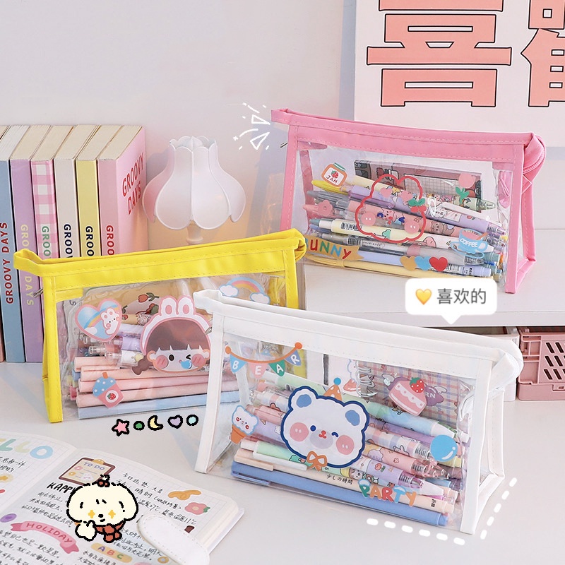 Túi Đựng Bút Trong Suốt Sức Chứa Lớn Phong Cách Hàn Quốc Dễ Thương Cho Học Sinh / Văn Phòng