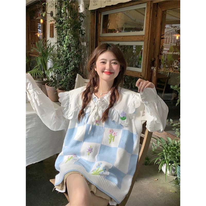 Áo ghi lê nữ Áo Sweater Dệt Kim Màu Sắc Tương Phản Phong Cách Hàn Quốc Thời Trang Thu Đông Cho Nữ