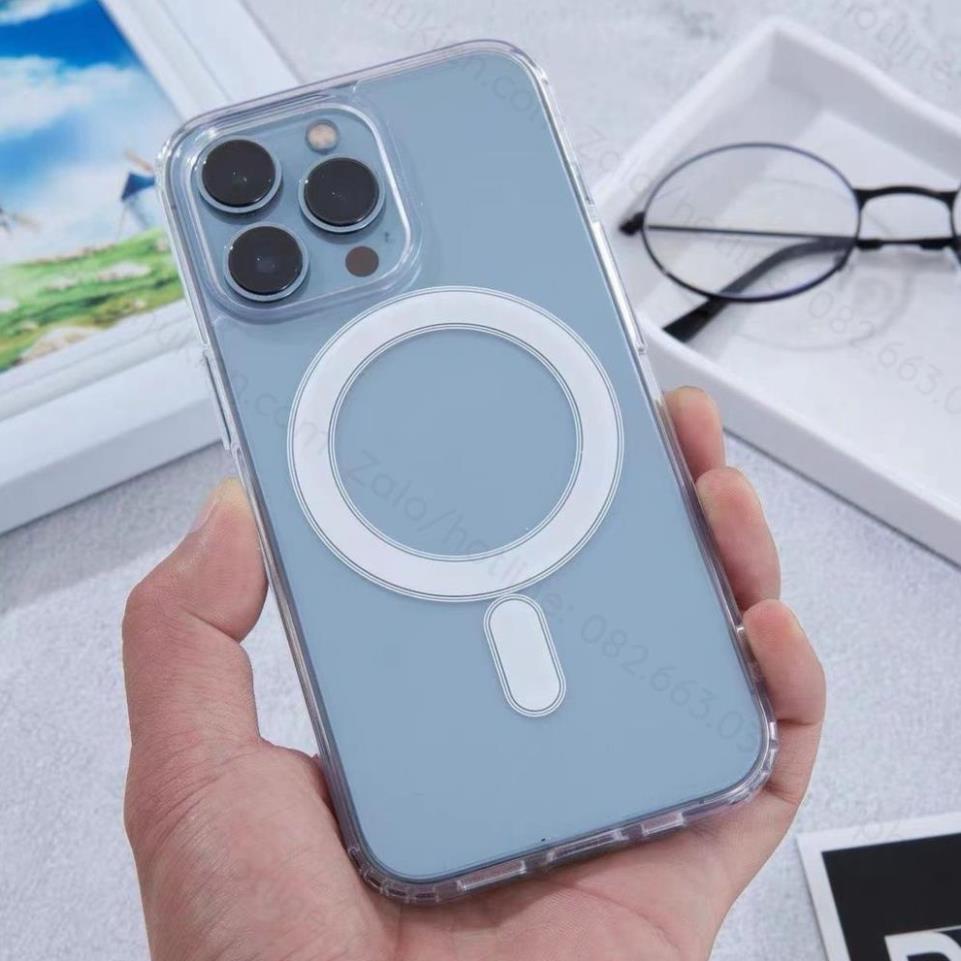 Ốp lưng Magsafe chống sốc Hỗ trợ sạc không dây IP 13 14 plus mini pro max, Ốp IP từ tính trong suốt Magnetic