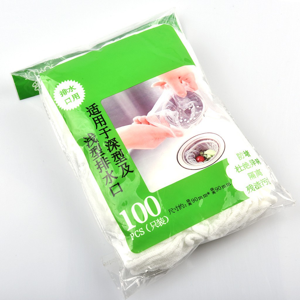 Túi Lọc Rác Bồn Rửa Chén Bát Gói 100 Thiết Kế Kiểu Lưới Siêu Dai Đầu Có Chun Co Giãn Chống Tắc Nghẽn Ống P0412