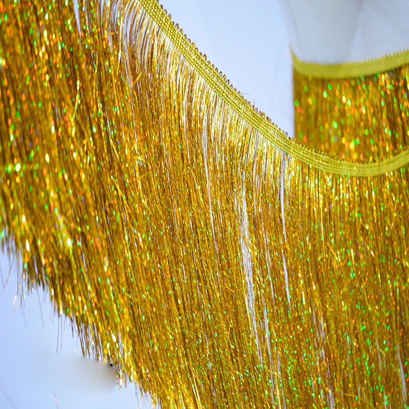 Dải Dây Tua Rua Ren Trắng Vàng Rộng 20CM Dài 1 Yard Dùng Thiết Kế Trang Phục Biểu Diễn