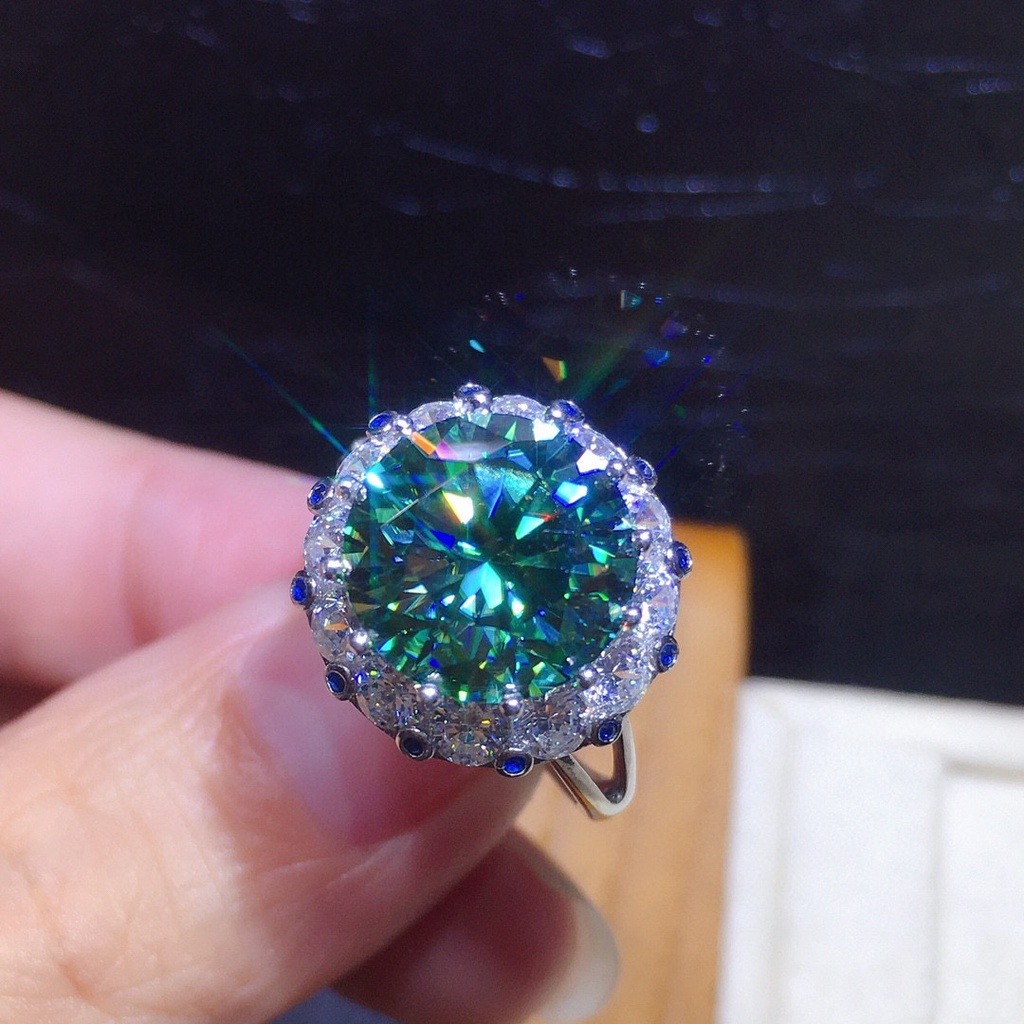 Nhẫn Hở Hình 3 Carat Hearts Mũi Tên Màu Xanh Lá Cây Đính Kim Cương Nhân Tạo Cao Cấp Sang Trọng Cho Nữ