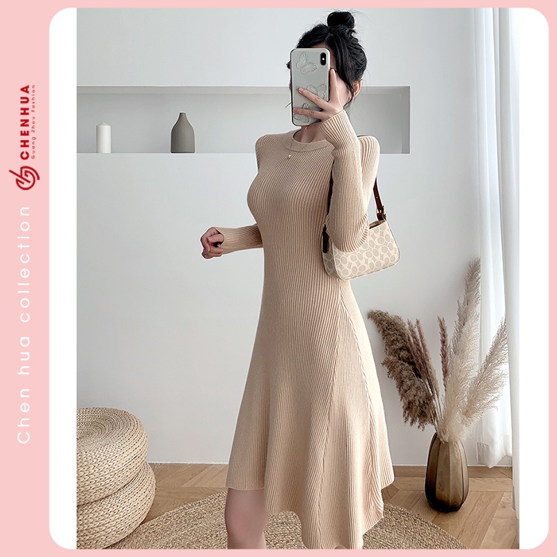 Váy len nữ ChenHua đầm len ngắn QC đẹp VT26