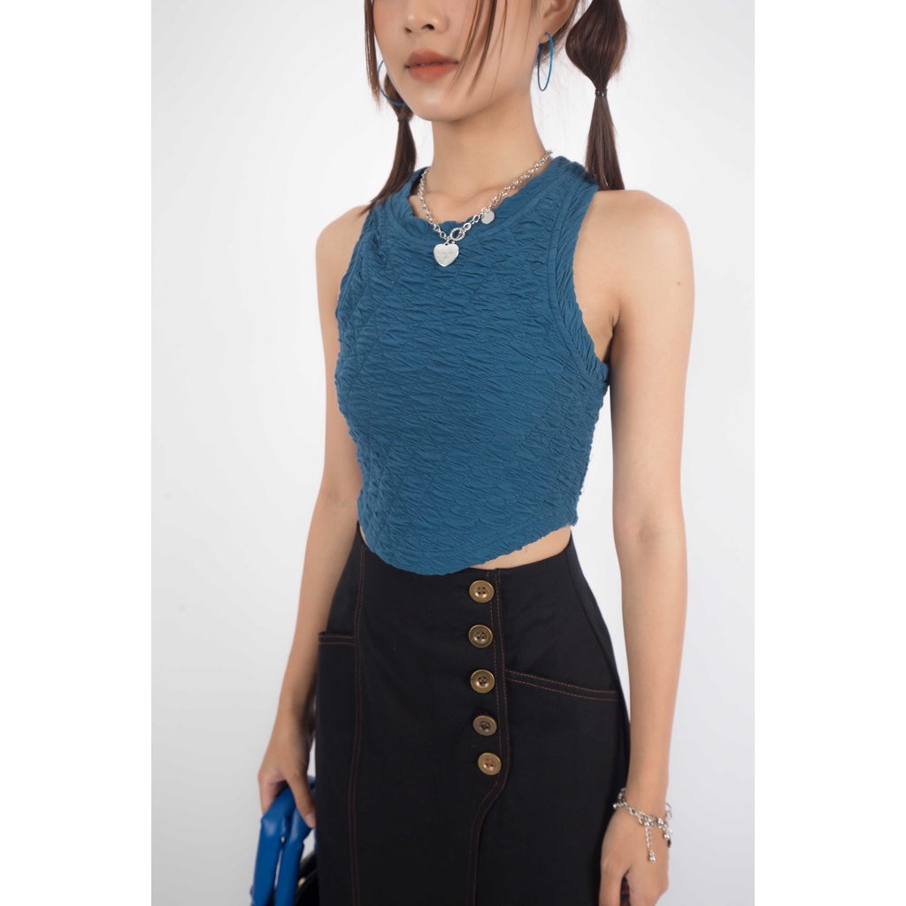 Áo croptop cổ tròn vạt bầu | Hara Top | Secodee