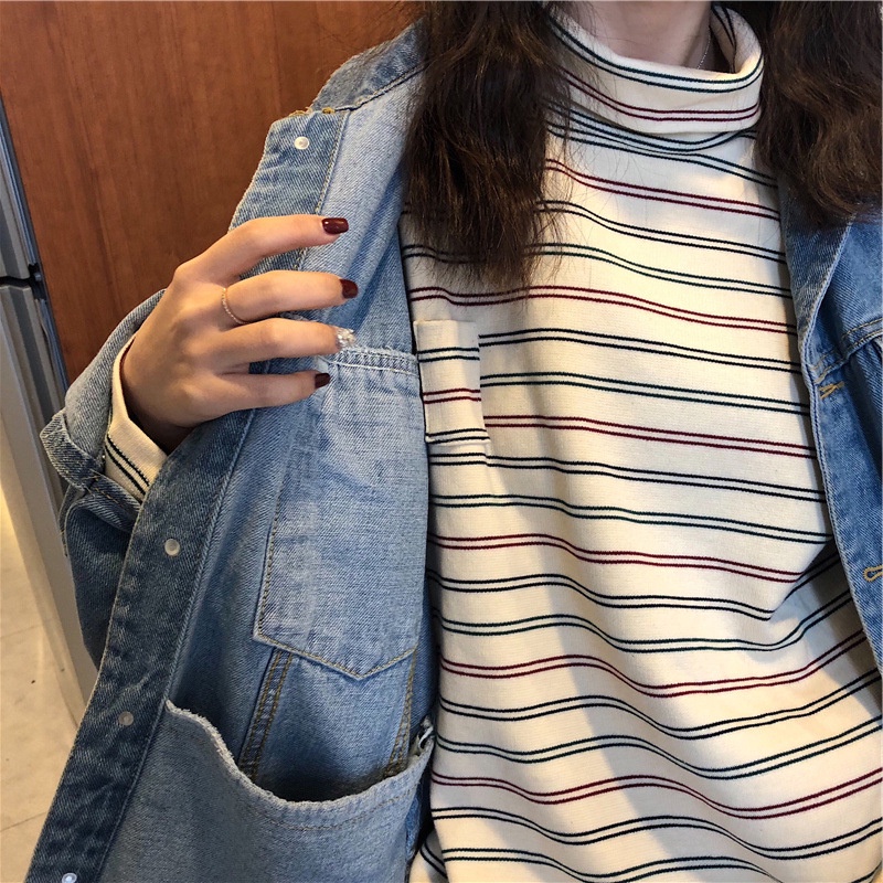 Áo Thun Sweater Kẻ Sọc Thời Trang Mùa Thu Mới Cho Nữ