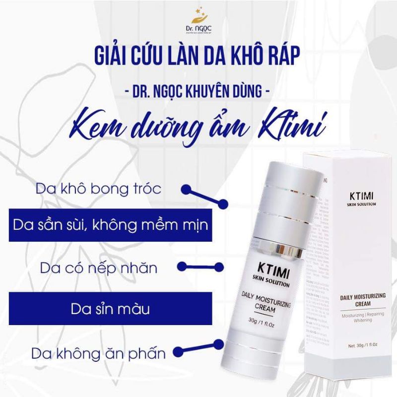 KTIMI KEM DƯỠNG ẨM, TRẮNG,PHỤC HỒI,LÀM ĐỀU MÀU DA,NGĂN LÃO HÓA KTIMI DR NGỌC KHUYÊN DÙNG