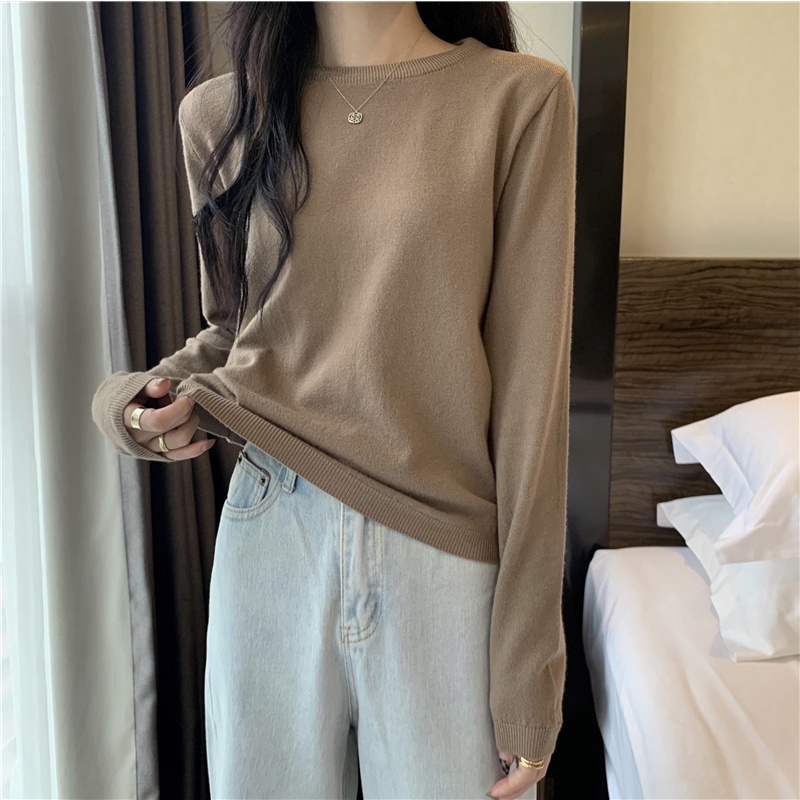 Áo Sweater Dệt Kim Tay Dài Dáng Rộng Màu Trắng Đen Thời Trang Mùa Thu Cho Nữ