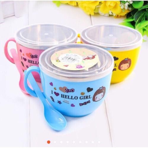 Ca mì lõi inox cách nhiệt kèm thìa 500ML có nắp đậy - Ca úp mì inox kèm thìa 500ML có nắp đậy