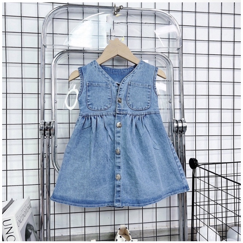 Váy jean sát nách mềm mịn cho bé gái 8-30kg