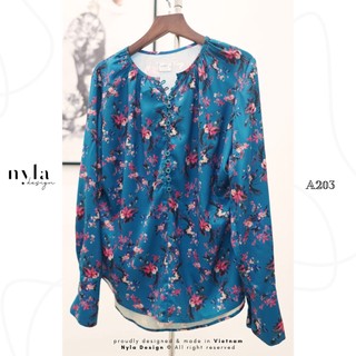 Áo lụa hoạ tiết thiết kế A203 by Nyla