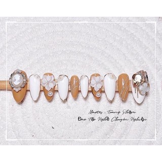 Hoa cúc cham trắng-hoa cúc gắn móng nail