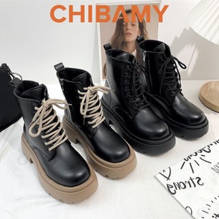 Bốt nữ cổ cao MARTIN da mềm CHIBAMY, giày boots ulzzang đế răng cưa 5p phong cách tuổi teen