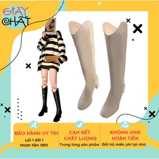 Bốt Đùi Nữ Đế Vuông Cao 7p Cứng Cáp, Giày Boots Cổ Cao Khoá Sau Chất Mềm Mẫu mới Sang CHảnh