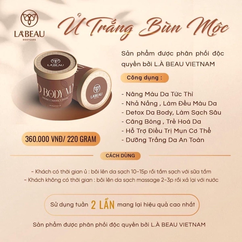 Body Mask Ủ Trắng Bùn Mộc LàBeau