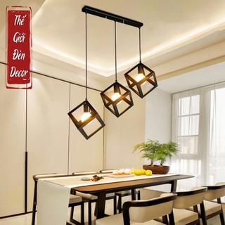Bộ đèn thả bàn ăn T048, đèn thả trần 3 hình học lâp phương độc đáo